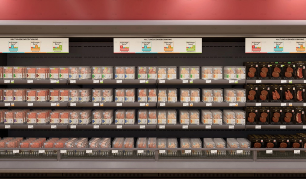 Tierwohllabel in einem virtuellen Supermarkt