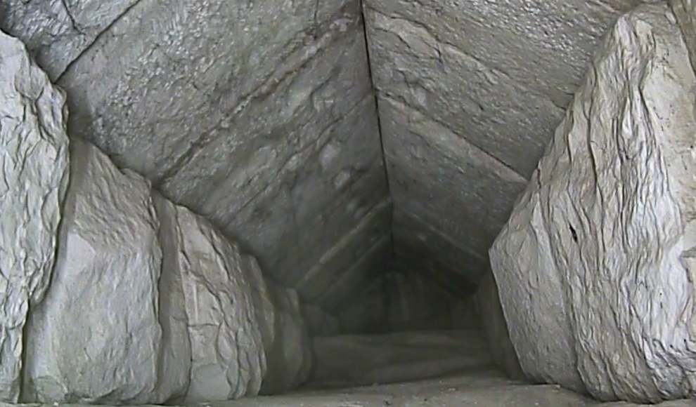 Endoskopaufnahme der neuentdeckten Kammer der Cheops-Pyramide 