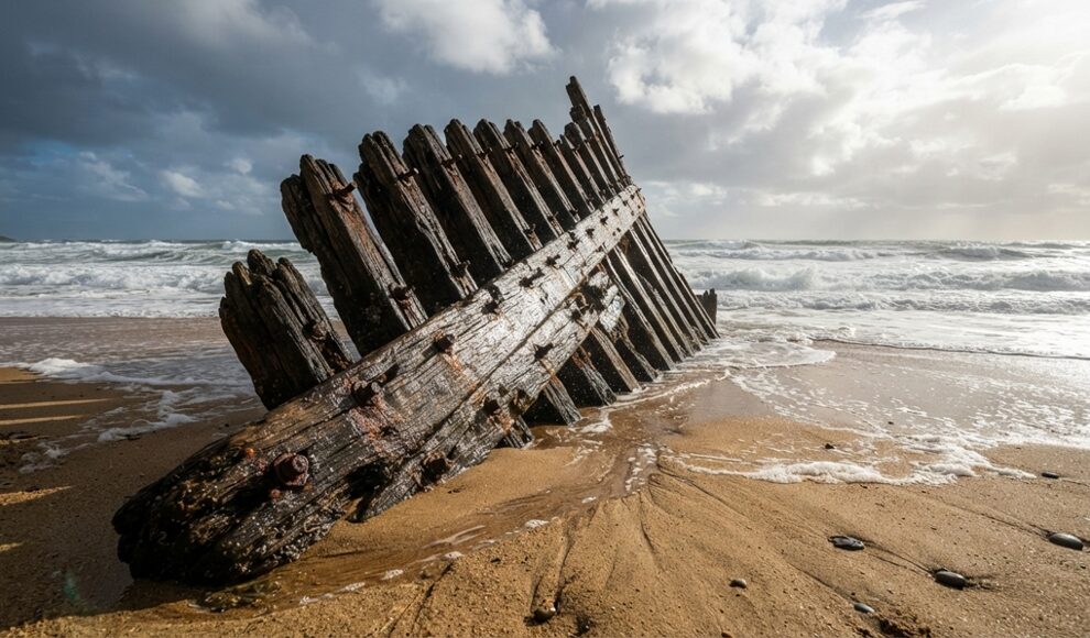 Herbststurm spült Wrackteil eines Schoners von 1884 auf Nantucket an