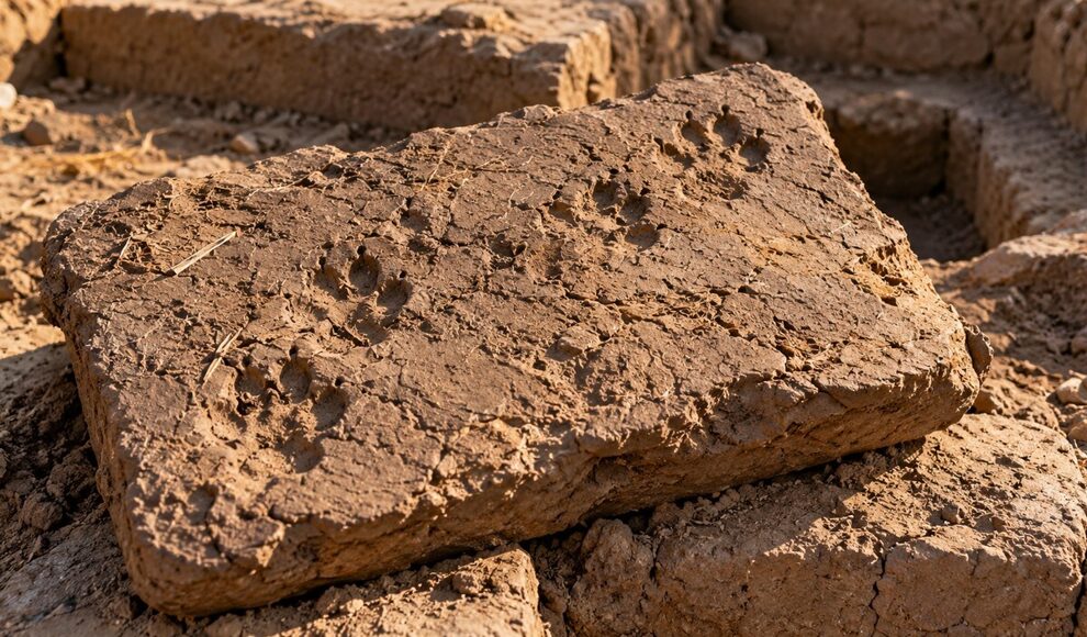 Hundepfoten bleiben 4.000 Jahre in einer Hauswand erhalten