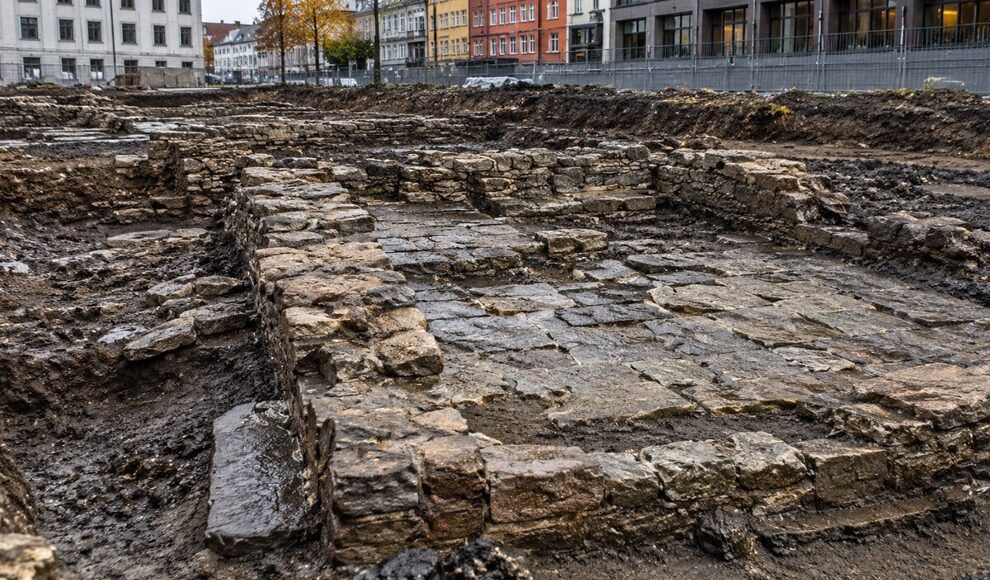 Kirchenfundament des Nonneseter-Klosters taucht mitten in Bergen auf
