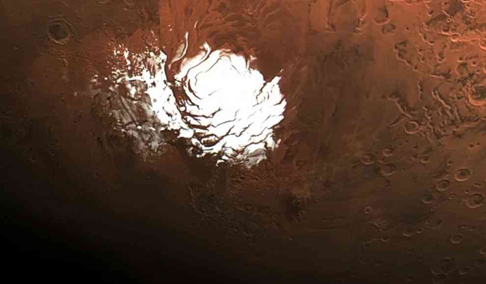 Eisschicht am Südpol des Mars