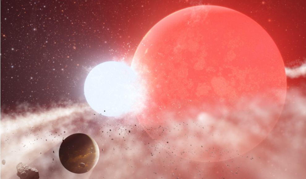Exoplanet Halla (8 Ursae Minoris b) in der Nähe des Roten Riesen Baekdu (8 UMi) 