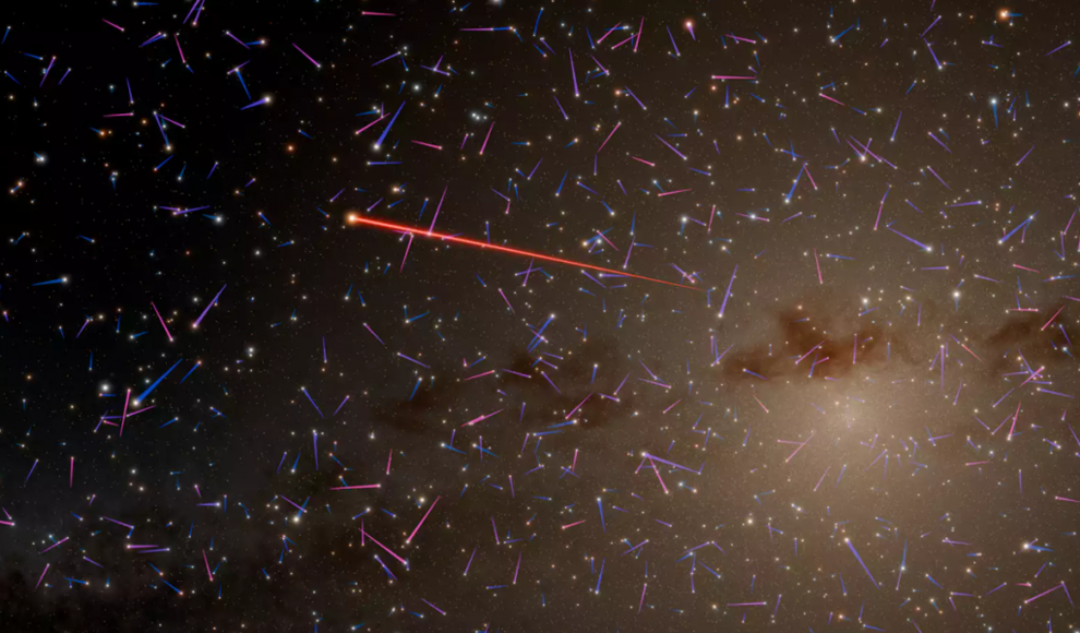 Hyperschnelles System aus Stern mit Exoplaneten