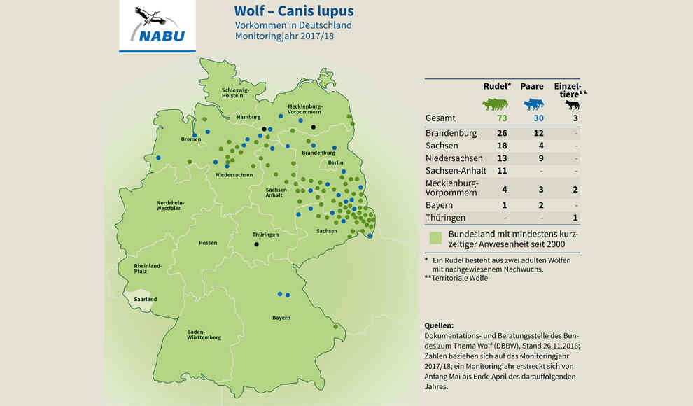 Karte: Wölfe in Deutschland