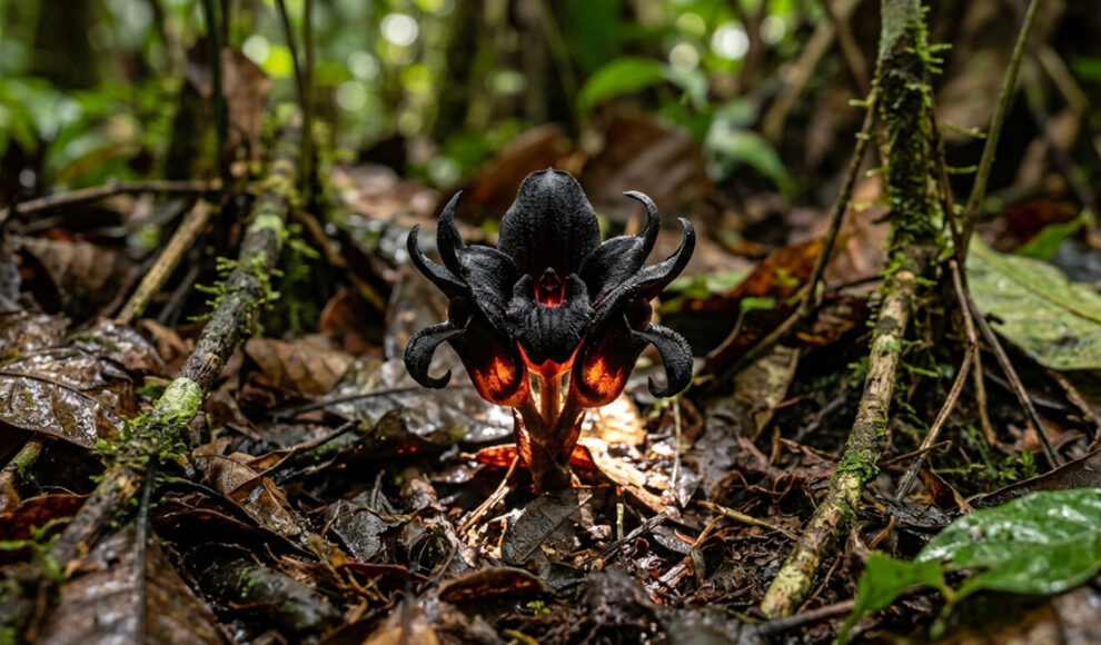 In Thailand wächst eine schwarze Blume fast vollständig unter der Erde