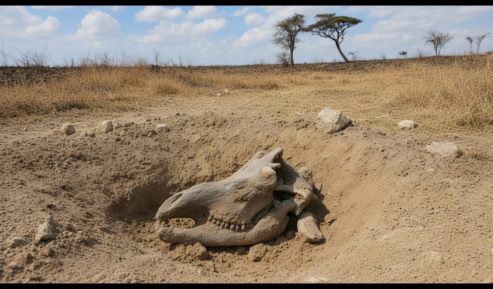 Serengeti gibt fast kompletten Schädel einer ausgestorbenen Giraffe frei
