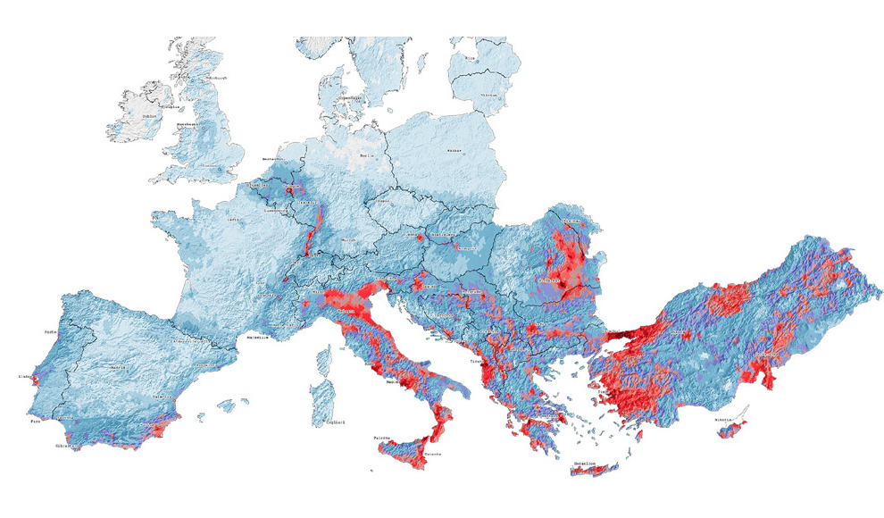 Europäische Erdbebenrisiko-Karte