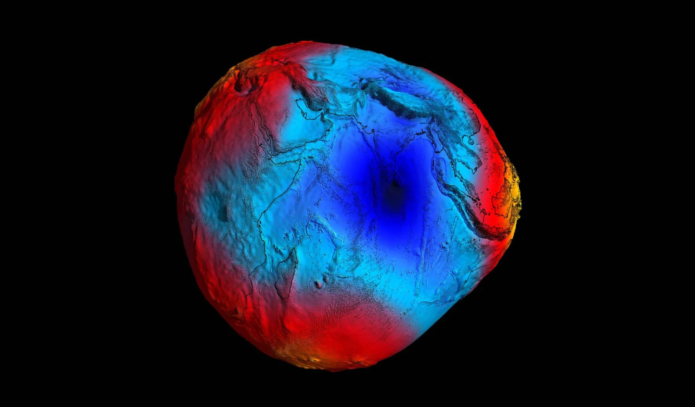 Gravitationsloch (Geoid) im Indischen Ozean 