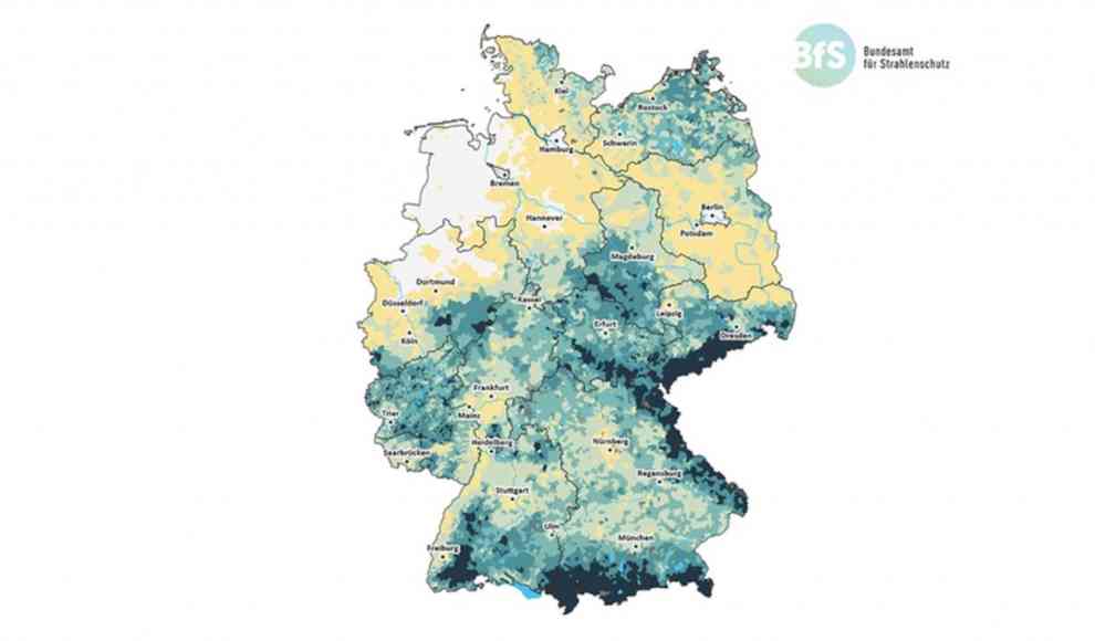 Radioaktive Belastung in Wohnungen in Deutschland