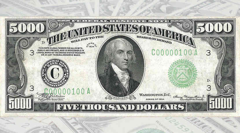 Die 100.000 Dollar Banknote der USA