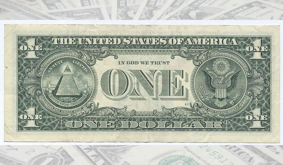 1 US-Dollar-Schein Rückseite