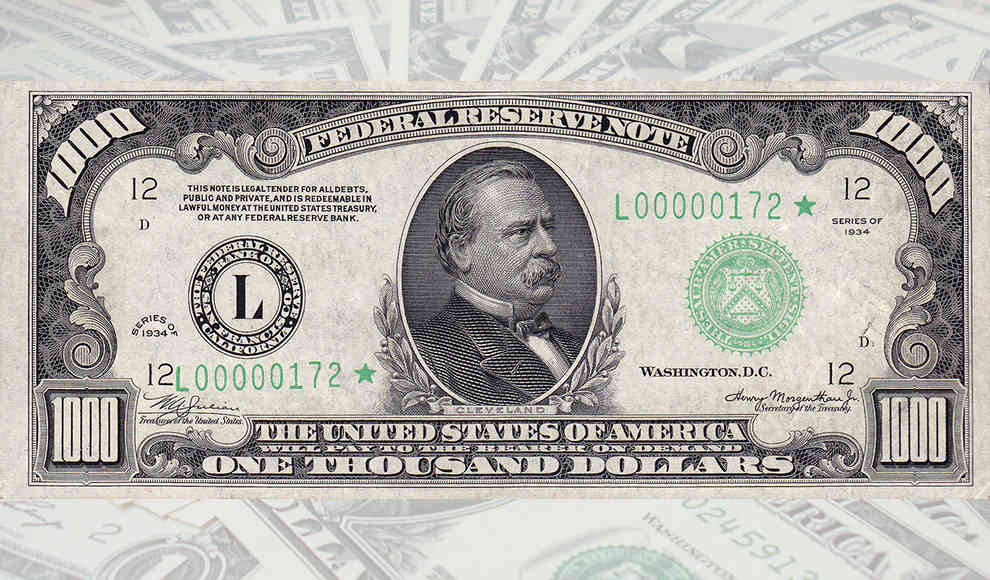 Die 100 000 Dollar Banknote Der Usa