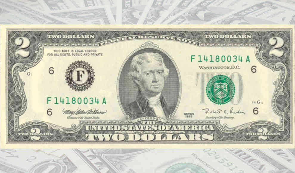 2 US-Dollar-Schein Vorderseite