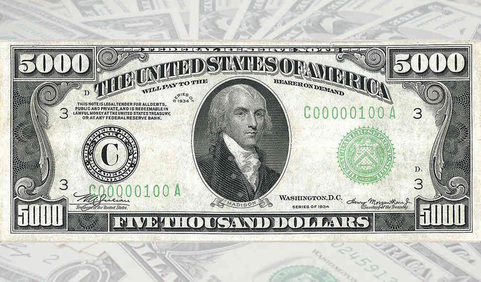 Die 100 000 Dollar Banknote Der Usa