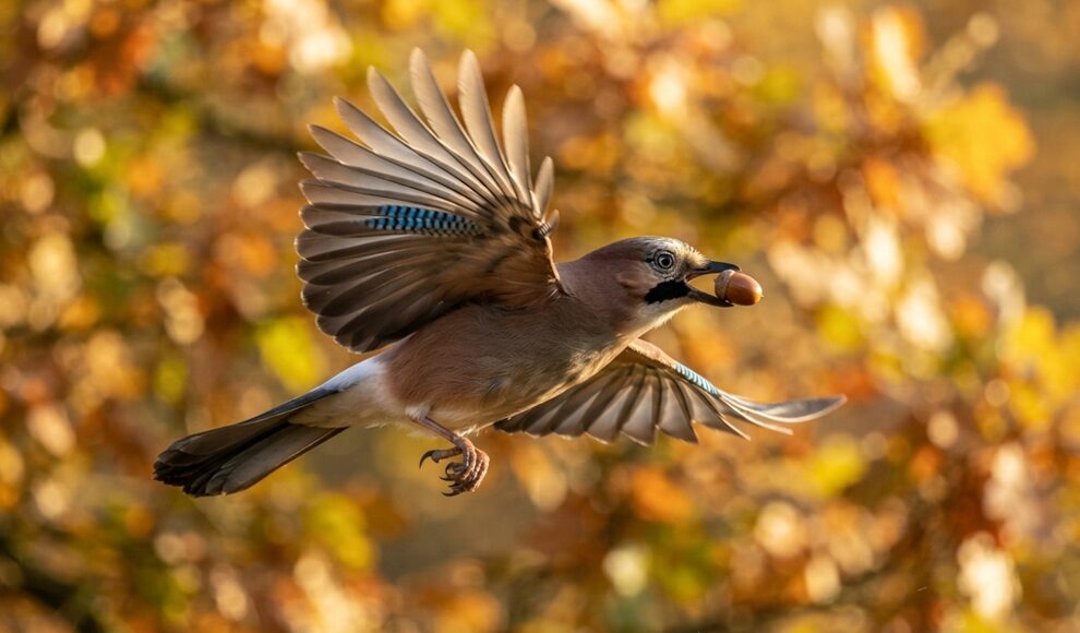 Jeder Eichelhäher vergräbt im Herbst bis zu 5.000 Eicheln