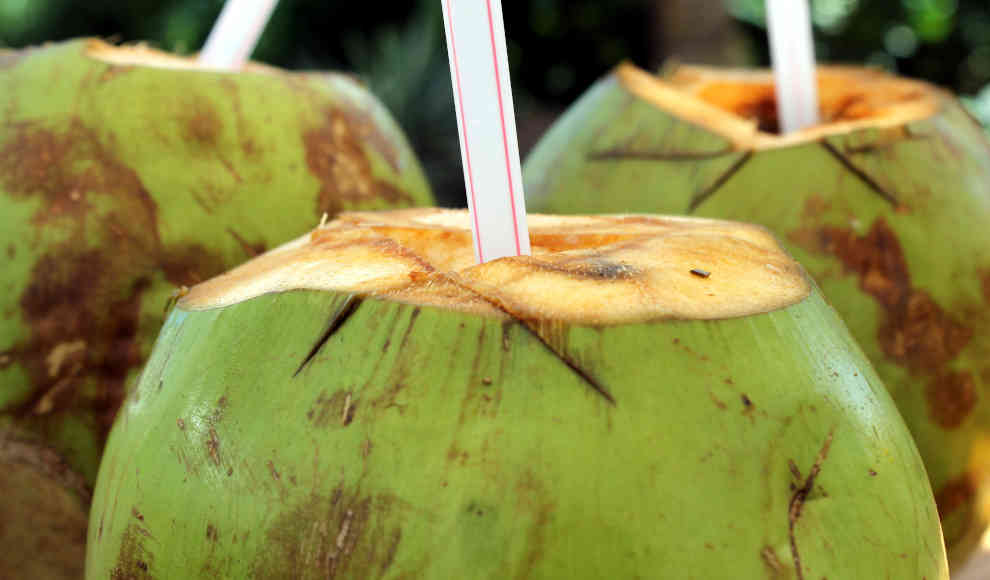 Kokoswasser und Fruchtsaft helfen beim Alkoholabbau