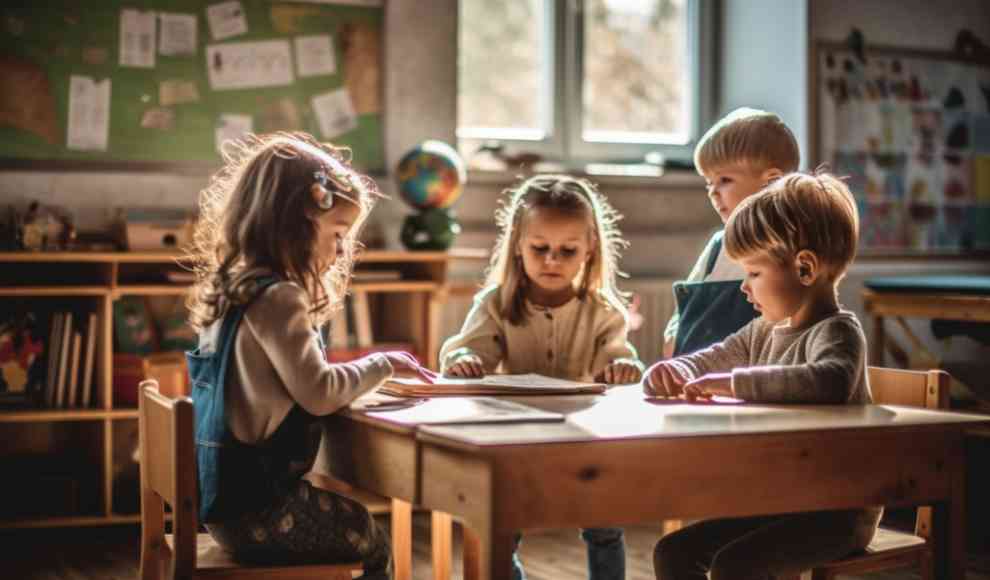 Schulkinder tragen WIndeln