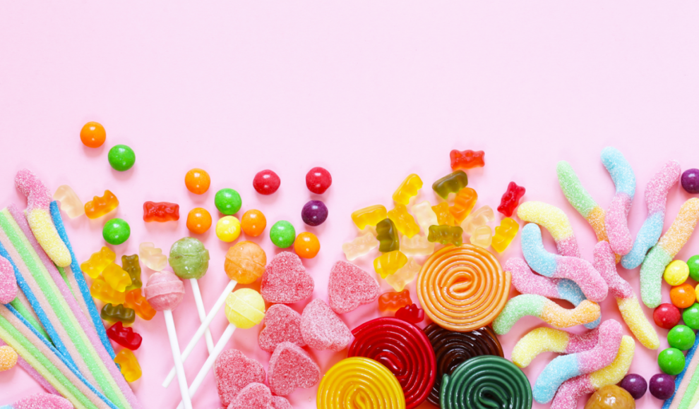 Ungesunde Süßigkeiten mit viel Zucker