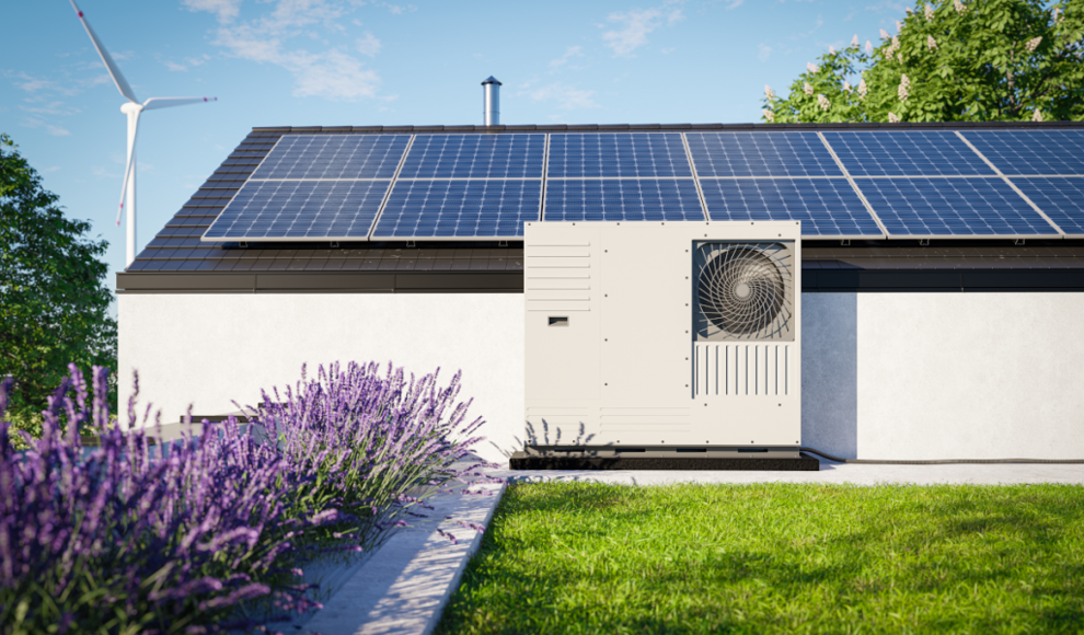 Haus mit Wärmepumpe und Photovoltaikanlage