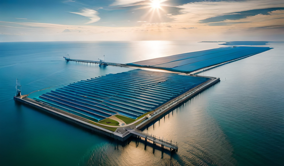 Schwimmende Solaranlage