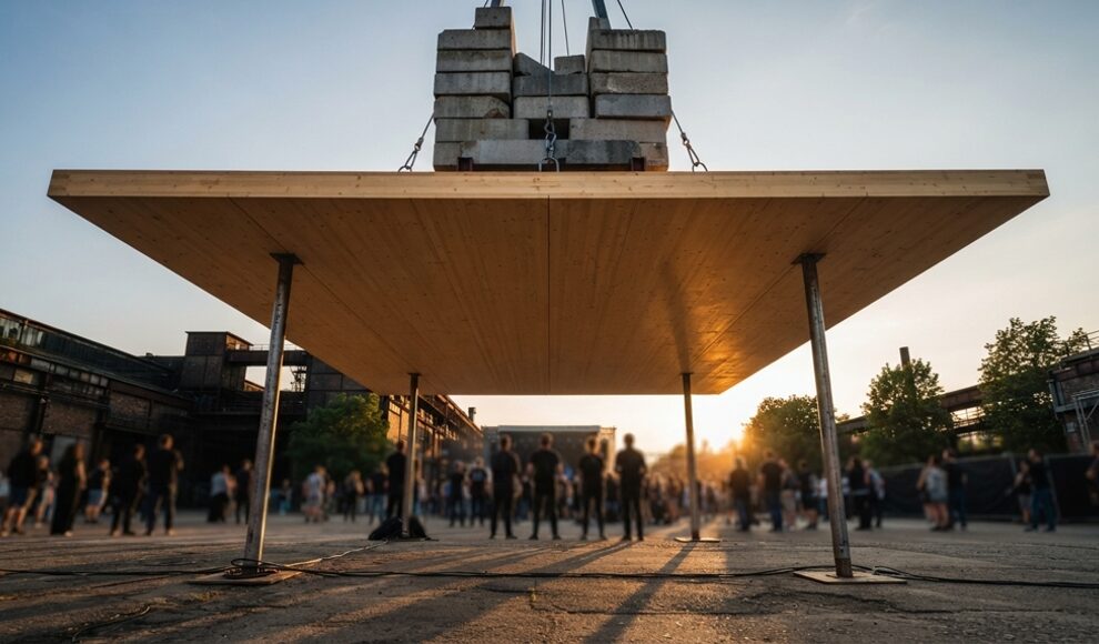 Holzdecke aus Stuttgart trägt 20 Tonnen und ist so dünn wie Beton