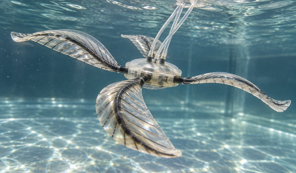 Unterwasserroboter schwimmt mit nur zwei Antrieben in alle Richtungen