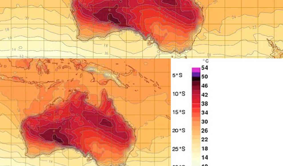 Rekord-Temperaturen erzeugen neue Farbe auf der Wetterkarte
