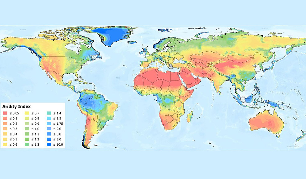 Karte der Trockenheit (Aridität)