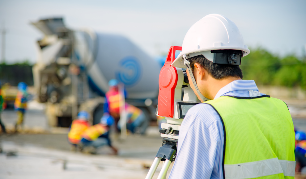 Ingenieurvermessungen auf einer Baustelle