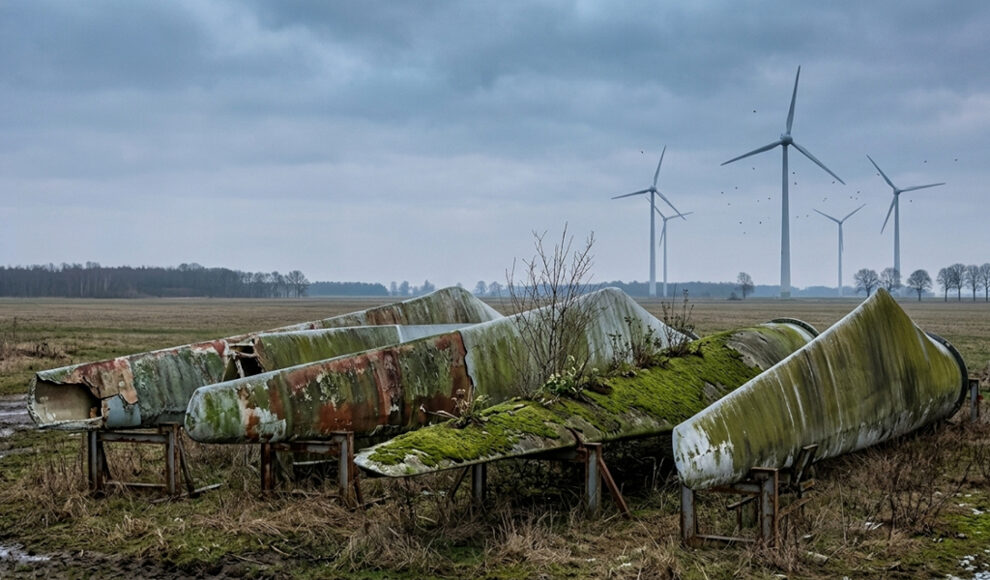 Deutschland:  Bis zu 75.000 Tonnen GfK-Abfall durch Windräder pro Jahr an